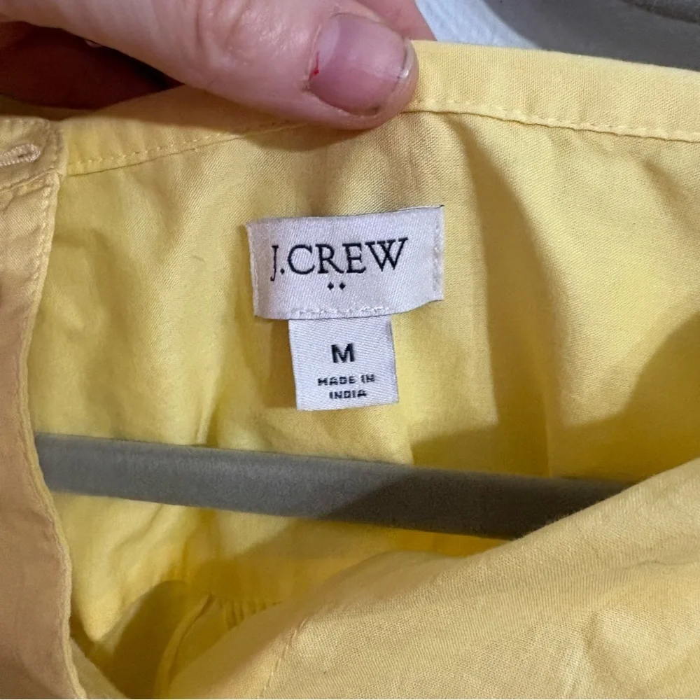 J.Crew Yellow Embroidered Eyelet Sleeve Button Shirt Blouse Size Medium Cotton